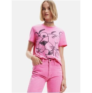 Růžové dámské tričko Desigual Pink Panther Smile