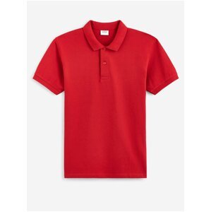 Červené pánské bavlněné polo tričko Celio Teone