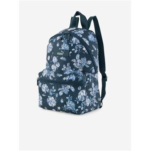 Modrý dámský květovaný batoh Puma Core Pop Backpack Dark Night-floral AOP