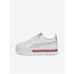 Bílé dámské kožené tenisky na platformě Puma Mayze Lth Wn s PUMA White-Vapor Gray-Hea