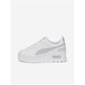 Bílé dámské kožené tenisky Puma na platformě Mayze Wedge Pastel Wns PUMA White-Platin