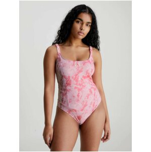 Růžové dámské jednodílné plavky Calvin Klein Underwear Authentic-One Piece-Print