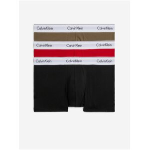 Sada tří pánských boxerek v černé, červené a khaki barvě 3PK Calvin Klein Underwear