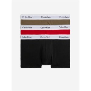 Sada tří pánských boxerek v černé, červené a khaki barvě 3PK Calvin Klein Underwear