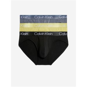 Sada tří pánských slipů v černé, žluté a šedé barvě 3PK Calvin Klein Underwear