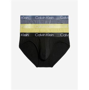 Sada tří pánských slipů v černé, žluté a šedé barvě 3PK Calvin Klein Underwear