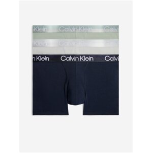 Sada tří pánských boxerek v tmavě modré, světle šedé a světle zelené barvě Calvin Klein Underwear