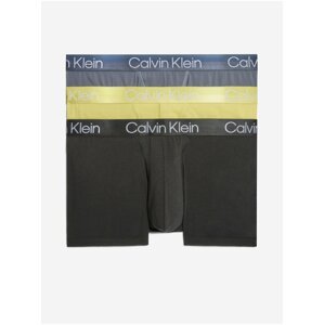 Sada tří pánských boxerek v černé, žluté a šedé barvě 3PK Calvin Klein Underwear