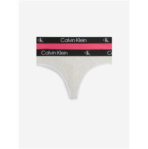 Sada dvou dámských kalhotek v tmavě růžové a světle šedé barvě 2PK Calvin Klein Underwear