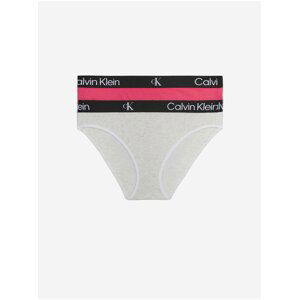Sada dvou dámských kalhotek v tmavě růžové a světle šedé barvě 2PK Calvin Klein Underwear