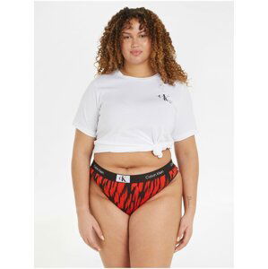 Černo-červená dámská vzorovaná tanga Calvin Klein Underwear