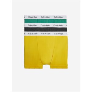 Sada tří pánských boxerek v zelené, tmavě šedé a žluté barvě 3PK Calvin Klein Underwear