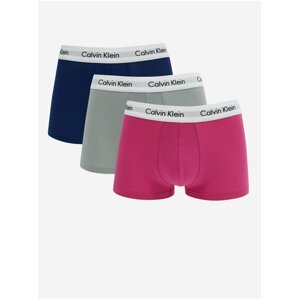 Sada tří pánských boxerek v tmavě růžové, šedé a tmavě modré barvě Calvin Klein Underwear