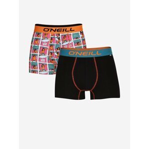 Sada dvou pánských boxerek v černé a oranžové barvě O'Neill BOXER COMIC&PLAIN 2-PACK