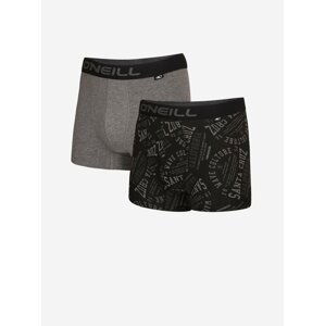 Sada dvou pánských boxerek v černé a šedé barvě O'Neill BOXER ROUND LOGO&PLAIN 2-PACK