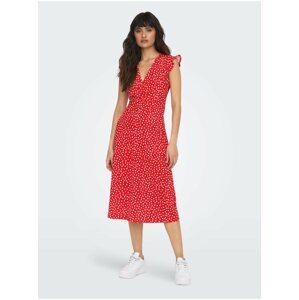 Červené dámské vzorované midi šaty ONLY May