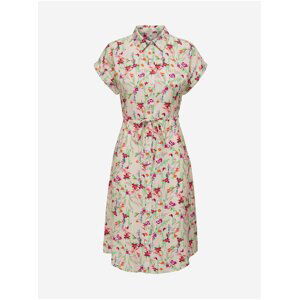 Béžové dámské květované košilové šaty JDY Camille