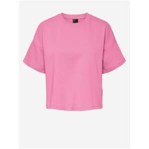 Růžové dámské basic tričko Pieces Chilli