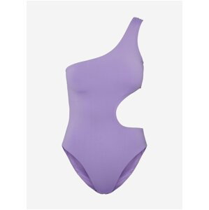 Světle fialové dámské jednodílné plavky s průstřihem Pieces Bara