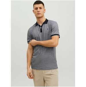 Šedo-modré pánské žíhané polo tričko Jack & Jones La Porter