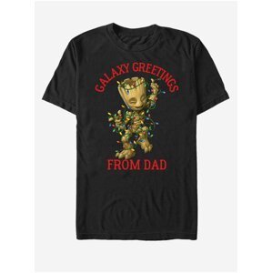 Černé pánské tričko Marvel Xmas Groot Dad