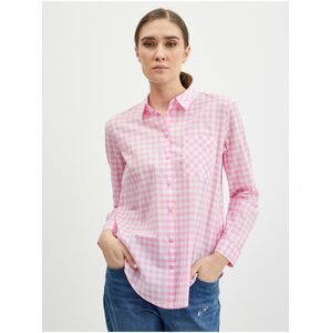 Světle růžová dámská kostkovaná košile ORSAY