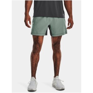 Zeleno-šedé pánské kraťasy Under Armour UA Terrain Woven Shorts