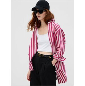 Bílo-růžová dámská pruhovaná oversized košile GAP
