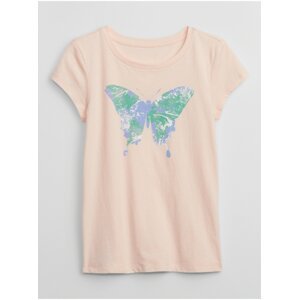 Meruňkové holčičí tričko s motivem motýla GAP