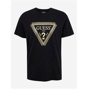 Černé pánské tričko Guess Chain Logo