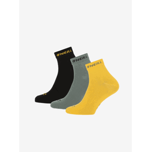 Sada tří párů unisex ponožek v žluté, zelené a černé barvě O'Neill QUARTER ONEILL 3PACK