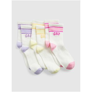 Sada tří párů holčičích vysokých ponožek v bílé barvě GAP