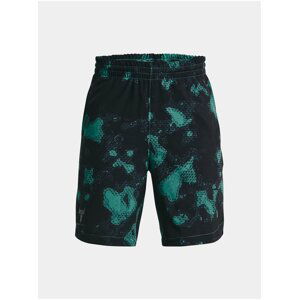 Zeleno-černé klučičí kraťasy Under Armour Project Rock Printed Wvn Short