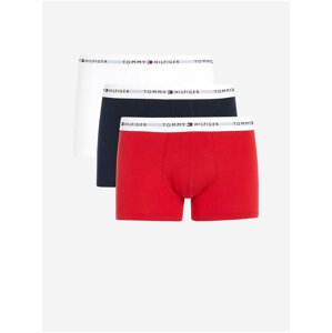 Sada tří pánských boxerek v černé, bílé a červené barvě barvě Tommy Hilfiger Underwear