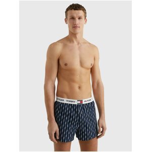 Tmavě modré pánské  boxerky s motivem Tommy Hilfiger Tommy 85 Woven Boxer Print