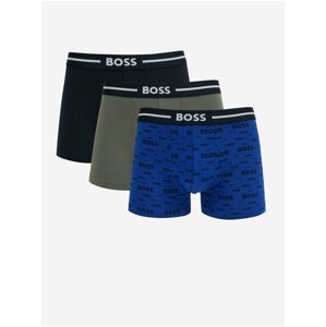 Sada tří pánských boxerek v černé, modré a khaki barvě HUGO BOSS