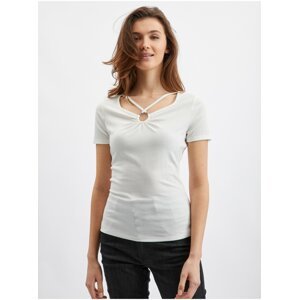 Bílé dámské tričko s ozdobným detailem ORSAY