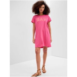 Růžové dámské tričkové šaty s logem GAP