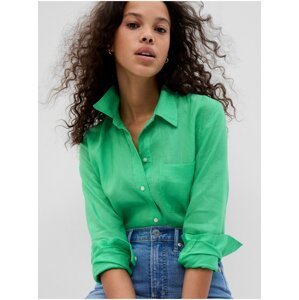 Zelená dámská lněná košile GAP