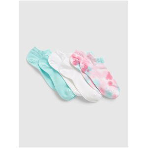 Sada tří párů dámských ponožek v tyrkysové, bílé a růžové barvě GAP