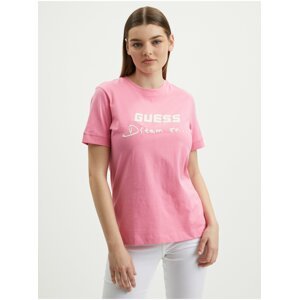 Růžové dámské tričko Guess Dalya