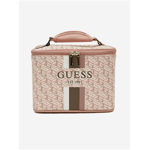 Světle růžový dámský vzorovaný kosmetický kufřík Guess Wilder Beauty