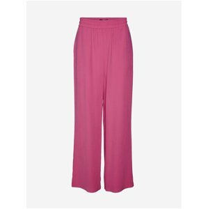 Tmavě růžové dámské široké kalhoty VERO MODA Carmen