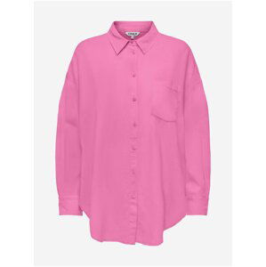tmavě růžová dámská lněná košile ONLY Corina