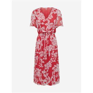 Červené dámské květované midi šaty JDY Summer