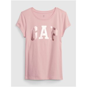 Růžové holčičí bavlněné tričko s logem GAP