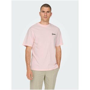 Světle růžové pánské tričko s potiskem na zádech ONLY & SONS Jp