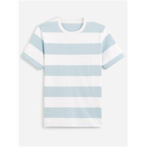 Bílo-modré pánské pruhované tričko Celio Beboxr