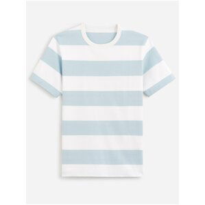 Bílo-modré pánské pruhované tričko Celio Beboxr