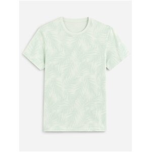 Světle zelené pánské vzorované tričko Celio Derapido